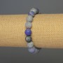 Pulsera de Ágata Helada, bolas lisas de 10 mm, longitud 18 cm aprox, elástica