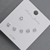 Pendientes tipo botón 3,5 mm ±, metal plateado con cristales blancos