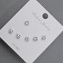 Pendientes tipo botón 3,5 mm ±, metal plateado con cristales blancos