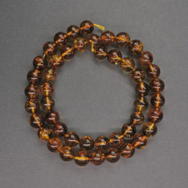 Cuentas de ámbar, bolas lisas, diámetro 8 mm ±, longitud 40 cm ±
