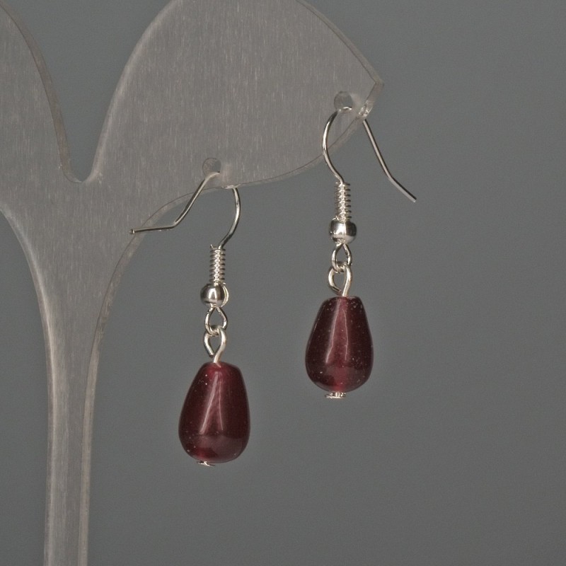 Pendientes de cuarzo teñido 8×12 mm ±, longitud 32 mm+
