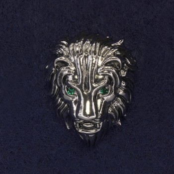 Broche 'León' con cristales verdes