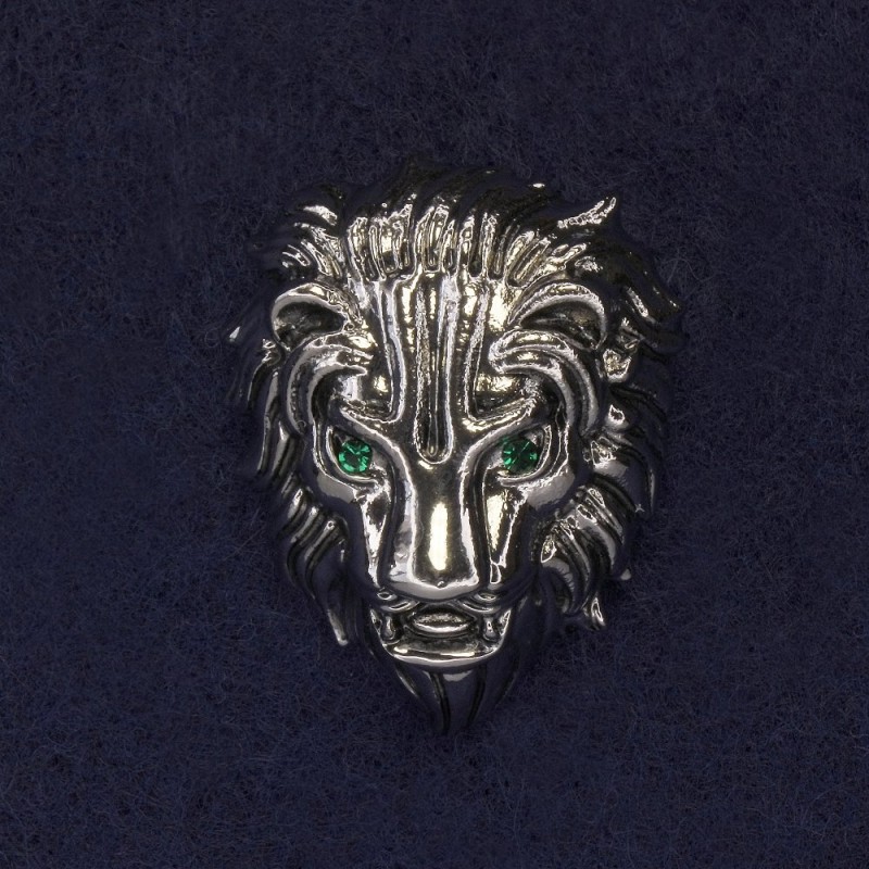 Broche 'León' con cristales verdes