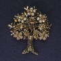 Broche Árbol con strass dorado, diámetro de 45×50 mm +