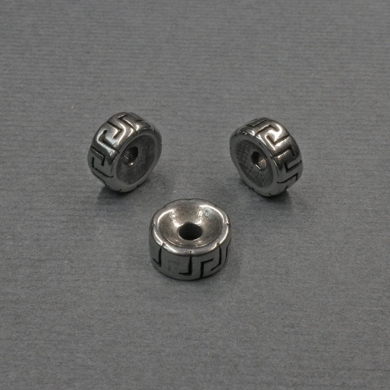Abalorio insertado plateado, diámetro 8×3,5 mm, agujero ≈2 mm