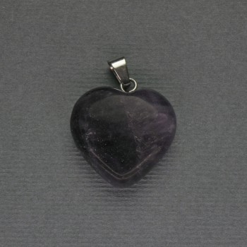 Colgante Corazón de amatista 20×20×25 mm, metal plateado