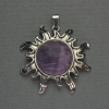 Colgante Sol de Amatista 42 mm ±, longitud 48 mm ±, metal plateado