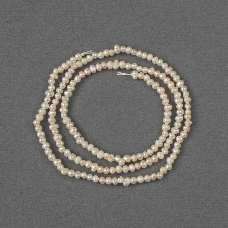 Cuentas de perlas de río naturales de 2-2,5×2 mm, longitud 35 cm, en hilo