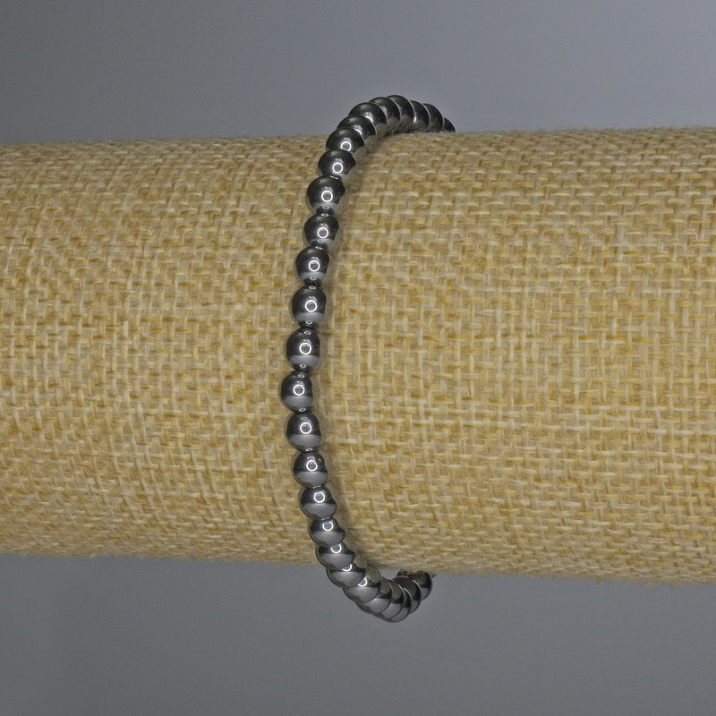 Pulsera de terahercios, cuentas lisas de 5 mm, longitud 18 cm, elástica