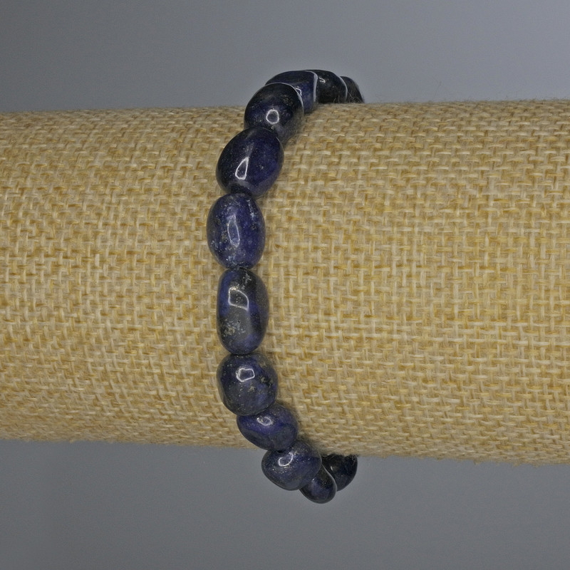 Pulsera de lapislázuli pulida, diámetro 10×7 mm +-, longitud 18 cm +- elástica