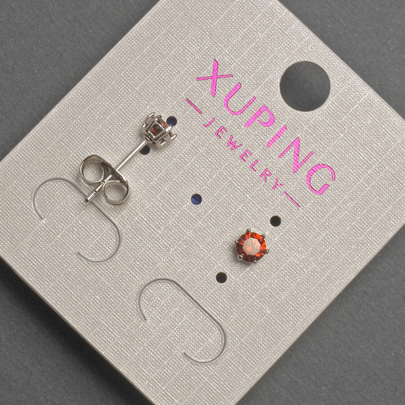 Pendientes tipo botón Xuping con cristal rojo, diámetro 4 mm ± rodio