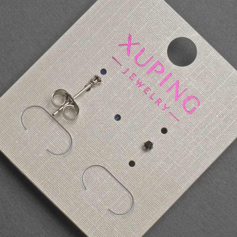 Pendientes tipo botón Xuping con cristal negro, diámetro 2 mm ± rodio