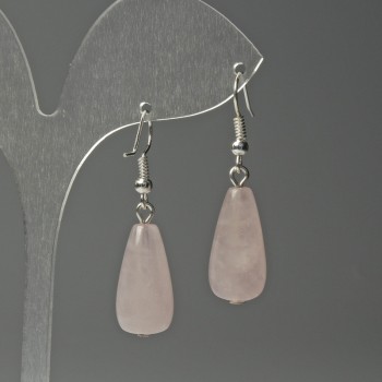 Pendientes de cuarzo rosa en forma de lágrima, diámetro 10×25 mm ±, longitud 40 mm ±