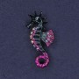 Broche en forma de caballito de mar con strass y esmalte