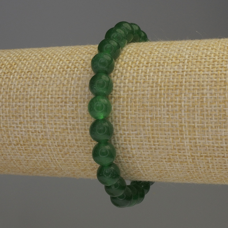 Pulsera de crisoprasa, cuentas lisas, diámetro 8 mm, longitud 18 cm, elástica