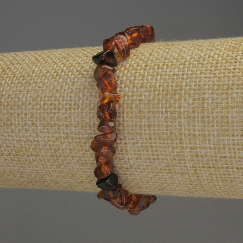 Pulsera de fragmentos de ámbar de 5-7×4 mm, longitud 18 cm ±, elástica