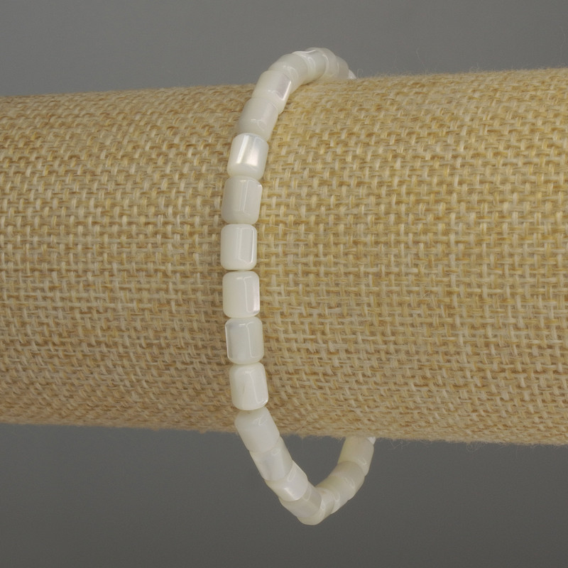 Pulsera de nácar en cilindros, diámetro 6×5 mm, longitud 18 cm, elástica