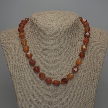 Collar de cornalina facetada, diámetro 12×10 mm, longitud 50 cm ±