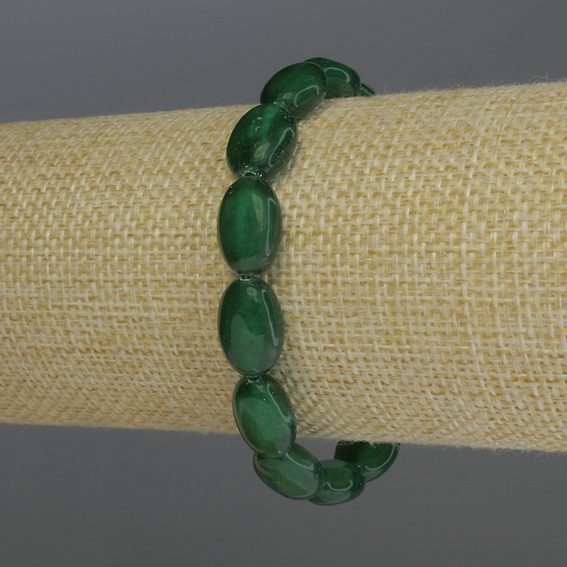Pulsera de crisoprasa ovalada, diámetro 13×9 mm, longitud 18 cm, elástica