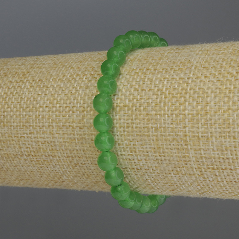 Pulsera de crisoprasa, bolas lisas de 6 mm ±, 18 cm, elástica