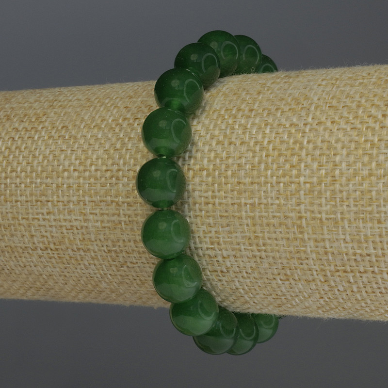 Pulsera de crisoprasa, bolas lisas, diámetro 10 mm, longitud 18 cm, elástica