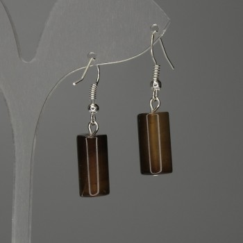 Pendientes de ágata en cilindro 17×8 mm, longitud 35 mm ±