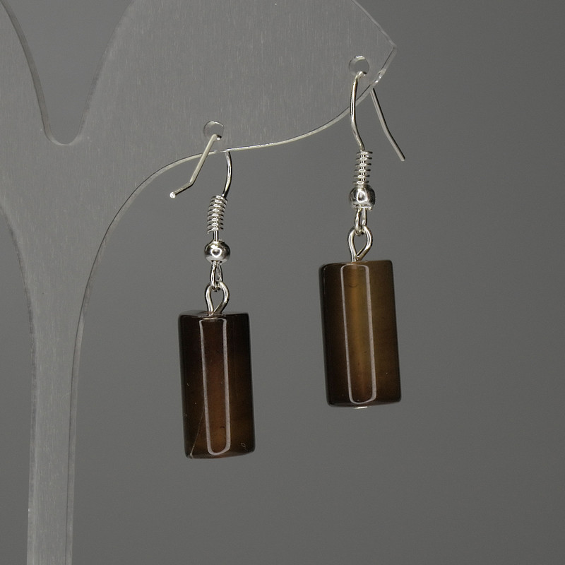 Pendientes de ágata en cilindro 17×8 mm, longitud 35 mm ±