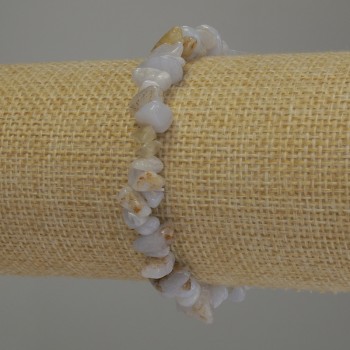 Pulsera azul de ágata en chips, diámetro 6–12×2–4 mm, longitud 18 cm, elástica