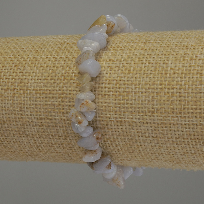 Pulsera azul de ágata en chips, diámetro 6–12×2–4 mm, longitud 18 cm, elástica