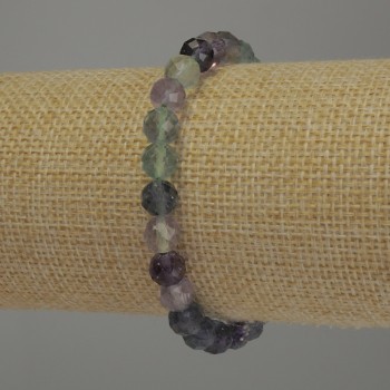 Pulsera de fluorita con bolitas facetadas de 6 mm de diámetro, longitud 18 cm, elástica