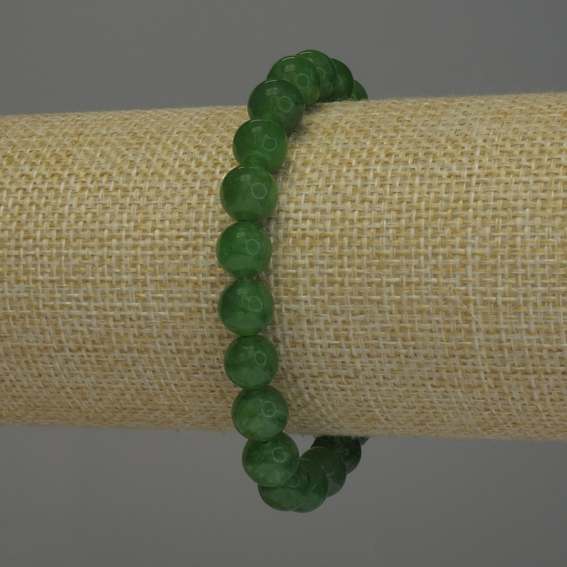 Pulsera de crisoprasa con bolas lisas, diámetro 8 mm, longitud 18 cm, elástica