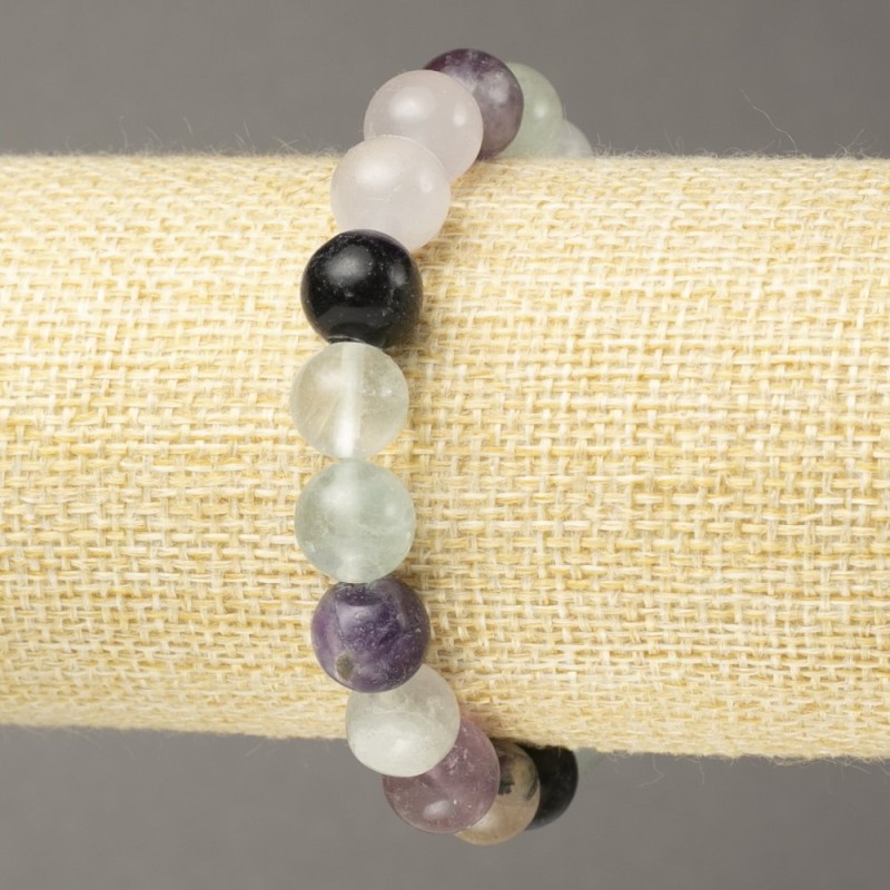 Pulsera elástica de fluorita, cuentas lisas, diámetro 10 mm+