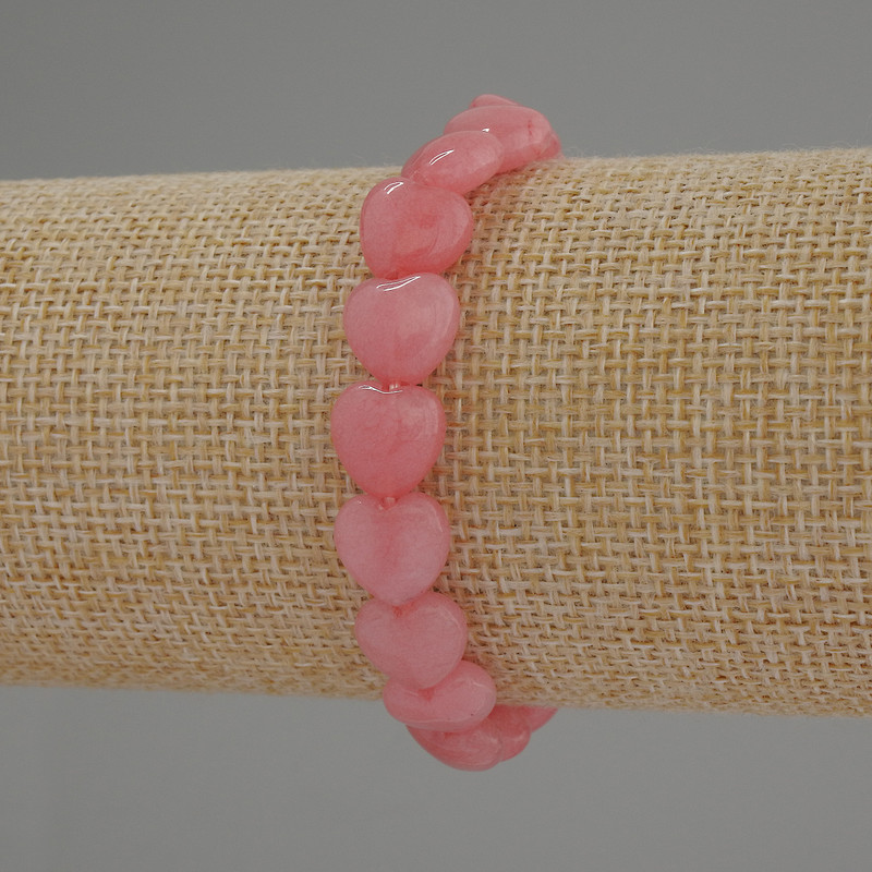 Pulsera de turmalina en forma de corazón, diámetro 10mm+-, longitud 18cm+-, elástica