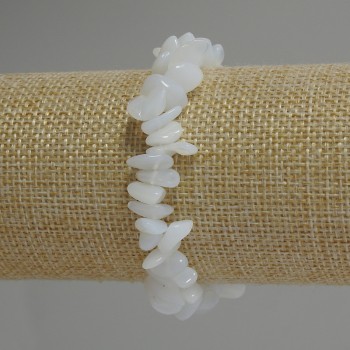 Pulsera con fragmentos de piedra lunar, diámetro 8–14×3–5 mm, longitud 18 cm, elástica