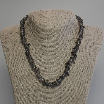 Collar de topacio ahumado en chips, diámetro 6-12×3-6 mm ±, longitud 45 cm ±, con broche