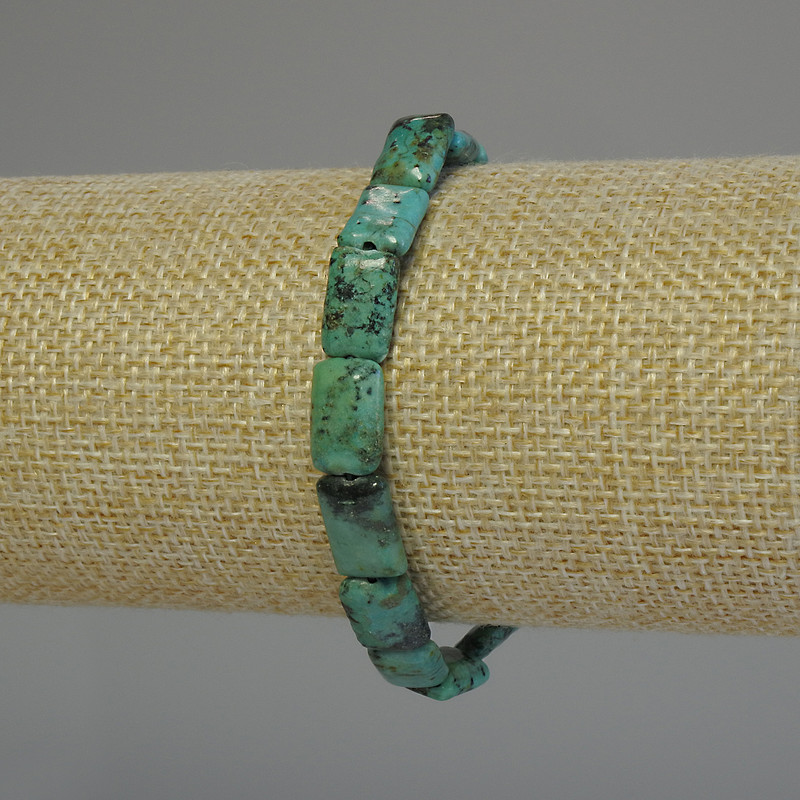 Pulsera de turquesa africana rectangular, diámetro 11×7 mm, longitud 18 cm ±, elástica