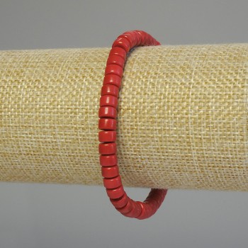 Pulsera de coral artificial con cuentas rondel 6x4 mm, longitud 18 cm, elástica