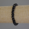 Pulsera negra de turmalina facetada, cubo, diámetro 6,5 mm, longitud 18 cm, con base elástica