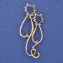 Broche de gatos arcoíris con strass dorado 58×26 mm+