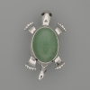 Broche-colgante «Tortuga» de nefrita, 52×35 mm, con piezas móviles, metal plateado