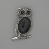 Broche-colgante «Búho» Aventurina Noche Kaïra 45x25 mm ± strass negros, metal plateado