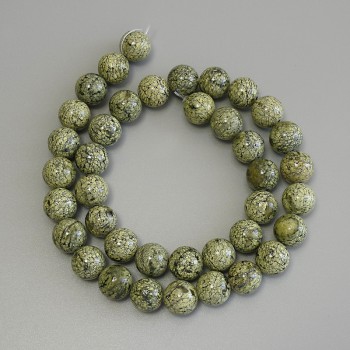 Cuentas de serpentina prensadas, bolas lisas de 10 mm, longitud de hilo aproximadamente 39 cm