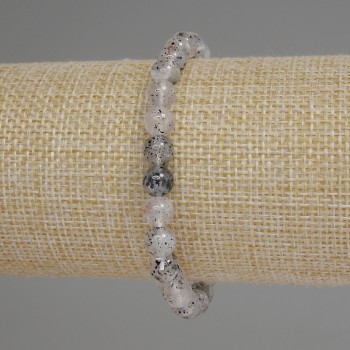 Pulsera de cuarzo diamante de Herkimer, cuentas lisas de 6 mm, longitud 18 cm ±, elástica