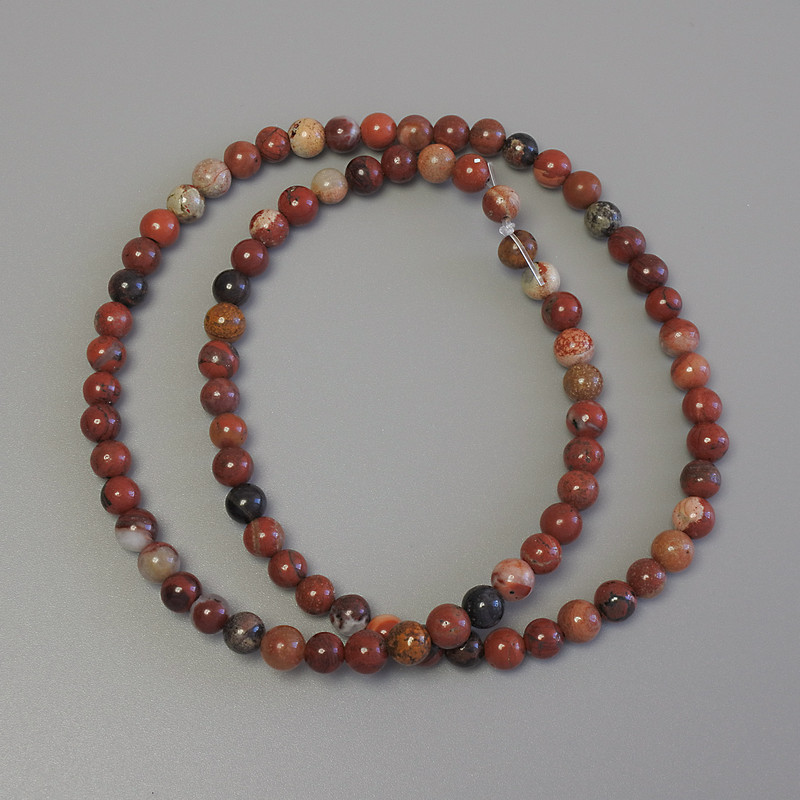 Cuentas de jaspe rojo en hilo, bolas lisas, diámetro 5 mm ±, longitud 37 cm ±