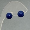 Pendientes tipo botón Bolas de lapislázuli prensadas, metal bañado en plata, 8 mm