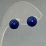 Pendientes tipo botón Bolas de lapislázuli prensadas, metal bañado en plata, 8 mm