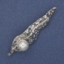 Broche «Acento» con una perla, metal plateado 70×18 mm+