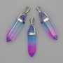 Colgante de vidrio multicolor, cristal hexagonal — 8 x 31 x 41 mm+