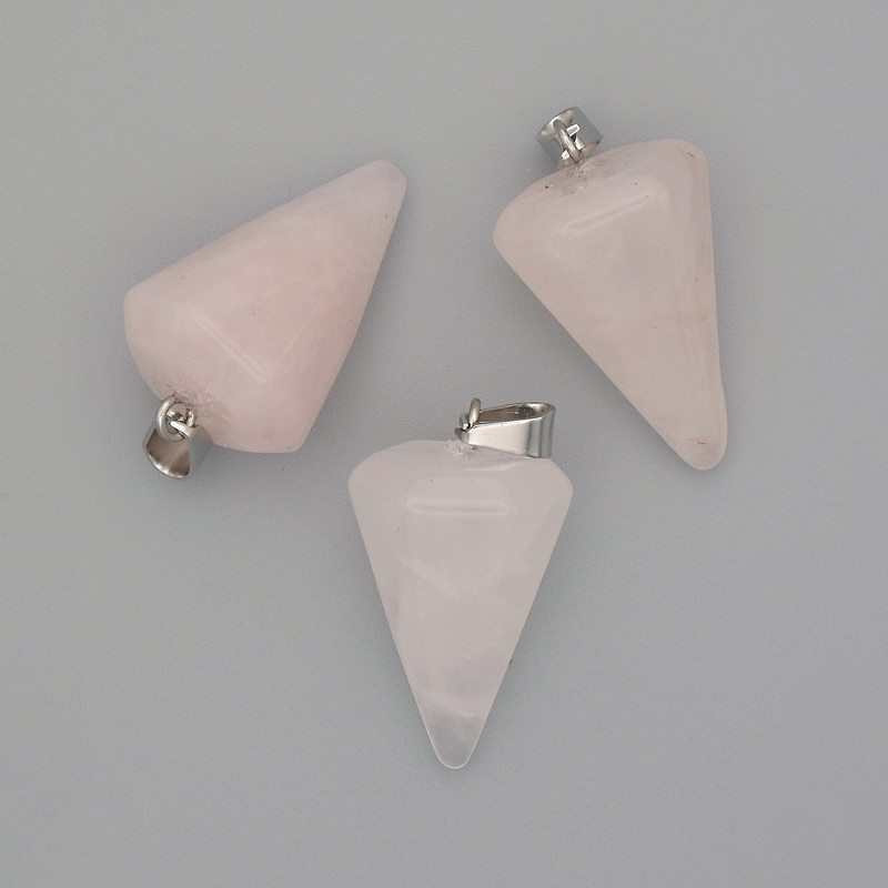 Colgante "Péndulo" de cuarzo rosa 28x20x14 mm+