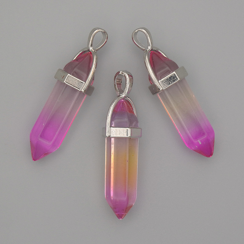 Colgante de vidrio multicolor hexagonal de cristal 8x31x41 mm+